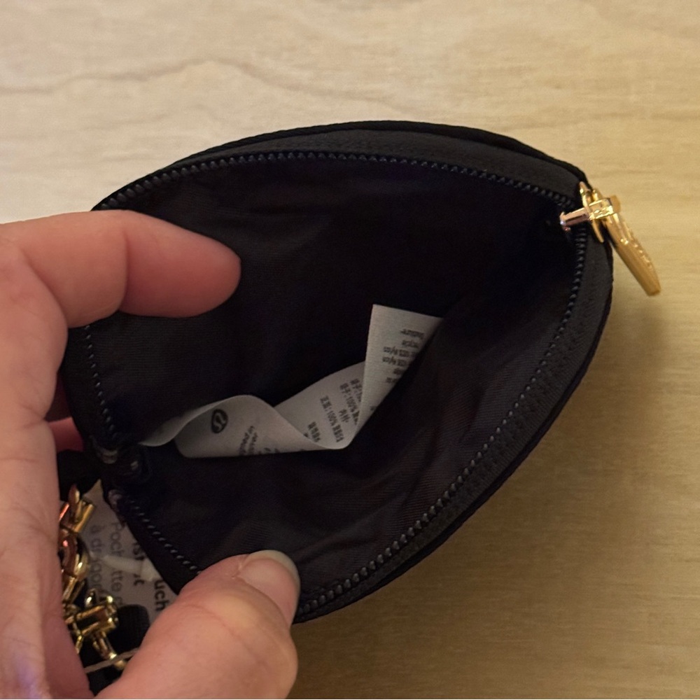 NWT - Lululemon Dual Pouch Wristlet Black with Gold Hardware and Logo - Picture 9 of 13